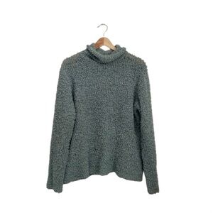 Eileen Fisher Merino Wool & Silk Blend Cowl Neck Sweater - Gray/Green - Size L